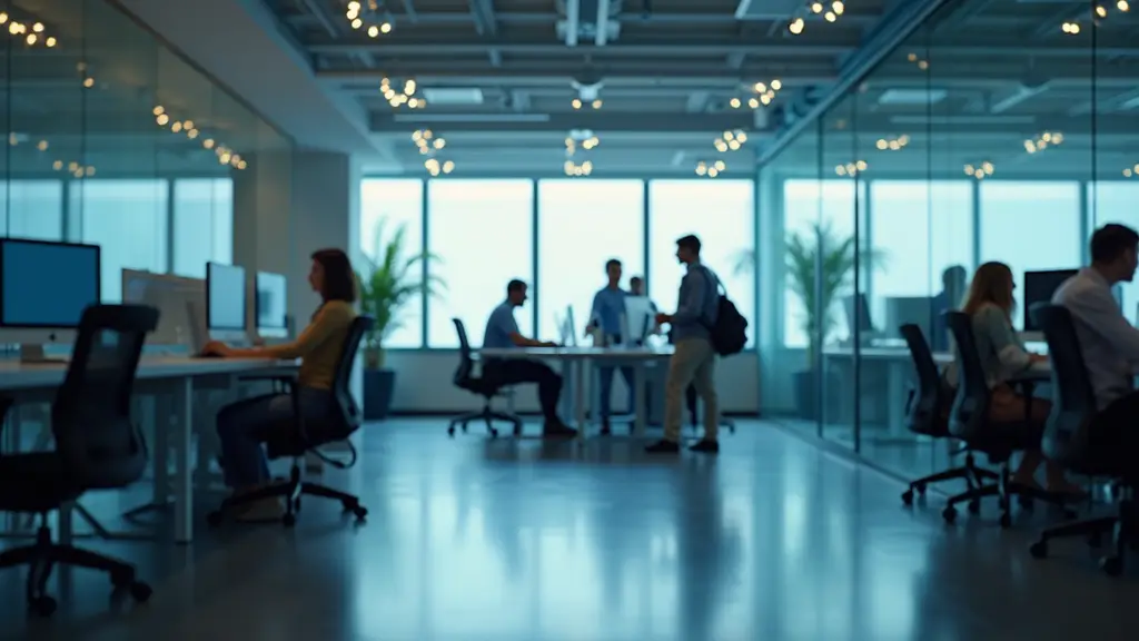 Eye-level view of a modern office with high-tech equipment