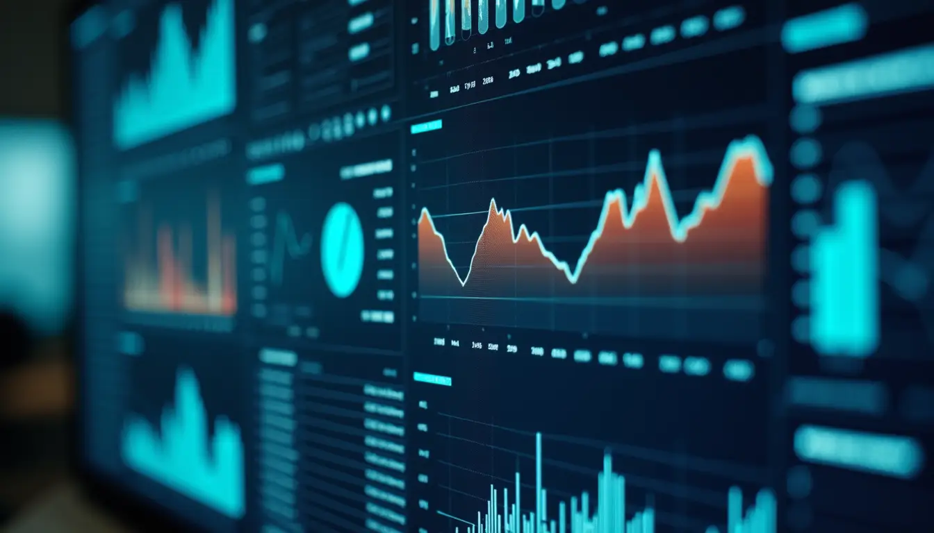 Wide angle view of a data analytics dashboard