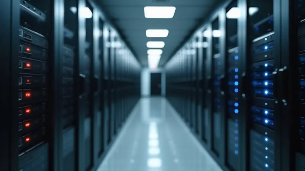 Close-up view of a modern server room