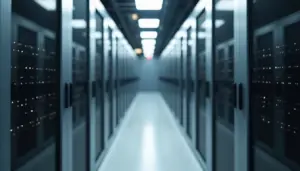 High angle view of a clean server room