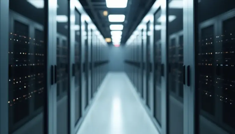 High angle view of a clean server room